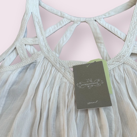 NWT Women’s Anthropologie Vanessa Virginia Cream Embroidered Strap Boho Tank 6 - Picture 4 of 12